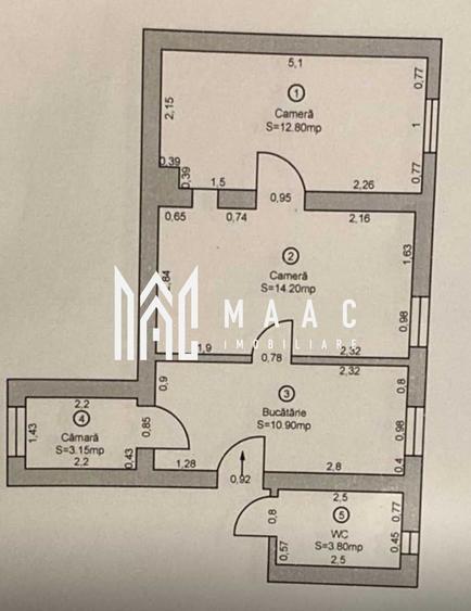Apartament cu 2 camere nedecomandat în Ultracentral