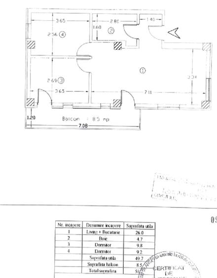 Apartament cu 3 camere decomandat în Central