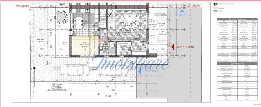 Duplex cu 4 camere cu Canalizare în Florești