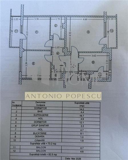 Apartament cu 2 camere decomandat în Cioceanu