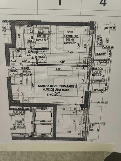 Apartament cu 3 camere semidecomandat în Exterior Vest