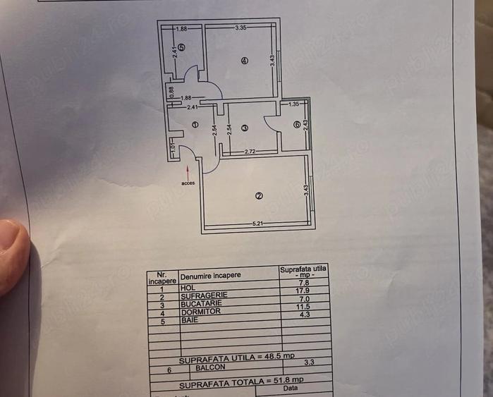 Apartament cu 2 camere decomandat în Central