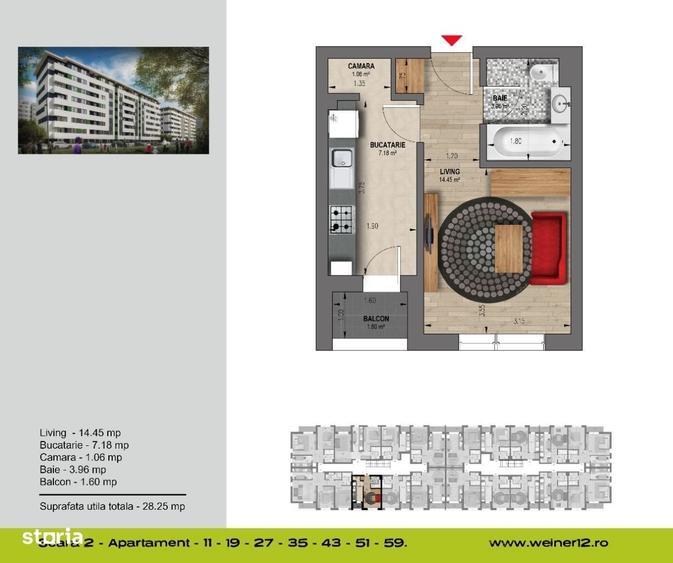 Garsoniera decomandata Weiner 16-18- Militari Residence - 7