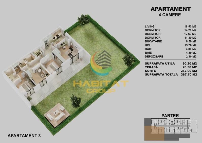 Apartament cu 4 camere decomandat în Central
