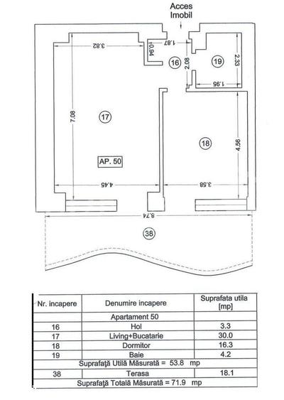 Apartament cu 2 camere în Nord