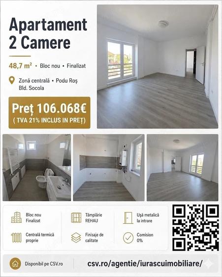Apartament cu 3 camere decomandat în Tomești