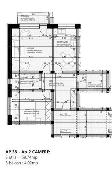 Apartament cu 2 camere decomandat în Sânpetru