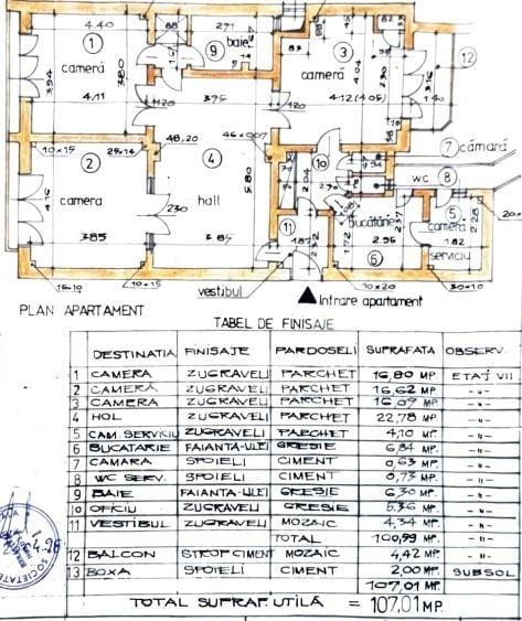 Apartament cu 4 camere circular, mobilat în Calea Victoriei