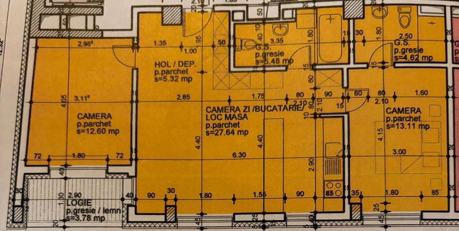 Apartament cu 3 camere semidecomandat în Mărăști