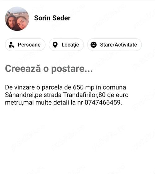 De vanzare o parcela de teren