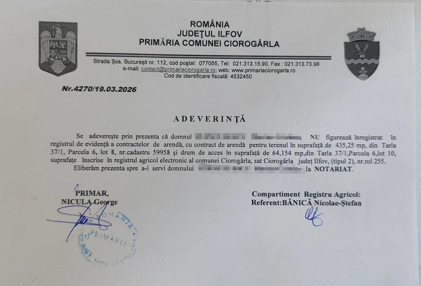 Teren de 500 mp, în Ciorogârla