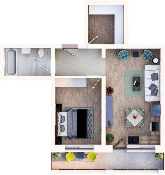Apartament cu 2 camere decomandat în Sânpetru