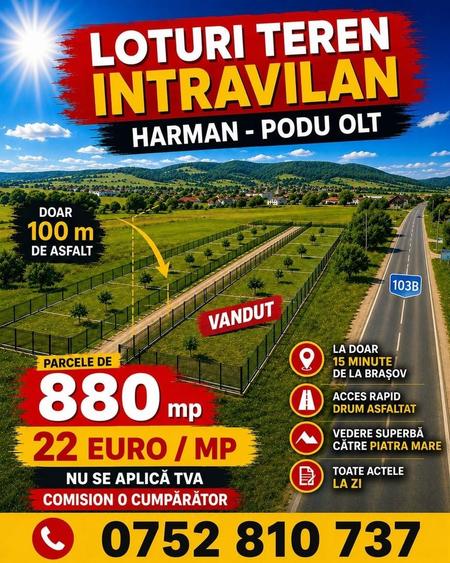 Teren Construcții intravilan de 880 mp, în Podu Oltului