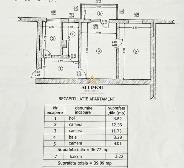 Apartament cu 2 camere nedecomandat în Central