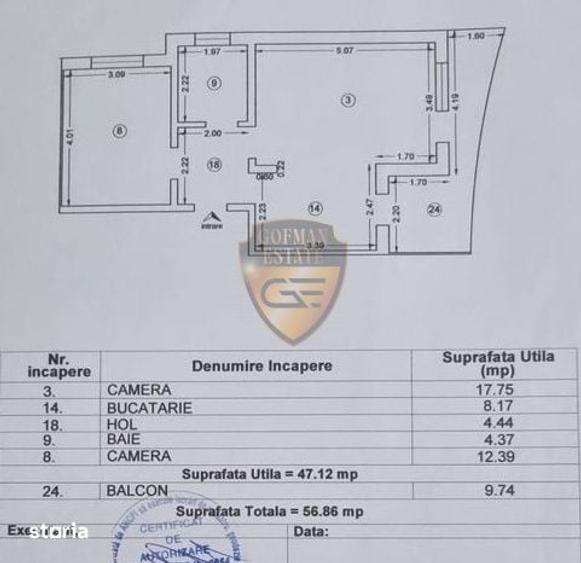 Apartament cu 2 camere în Nord