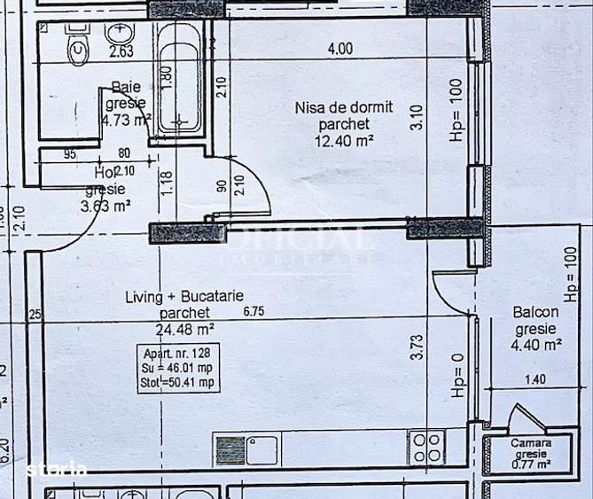 Apartament cu 2 camere semidecomandat în Florești