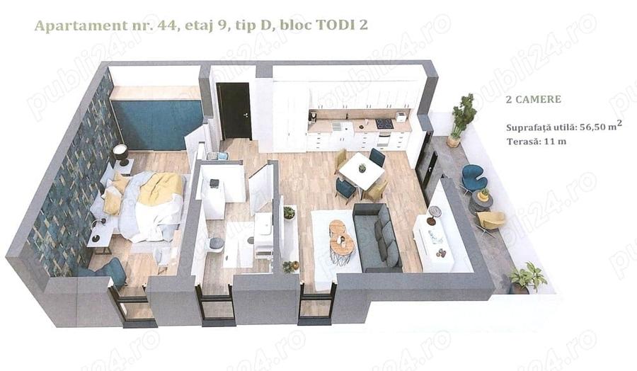 Apartament cu 2 camere în Torontalului