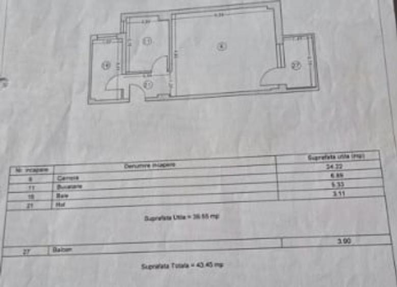 Garsonieră decomandată, mobilată în Energia