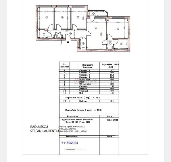 Apartament cu 4 camere semidecomandat în Teiul Doamnei