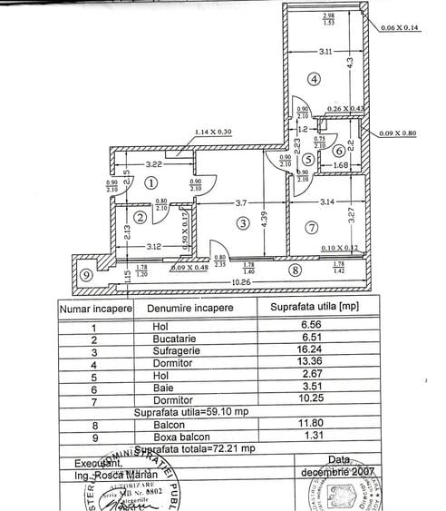 Apartament cu 3 camere semidecomandat în P-ța Muncii