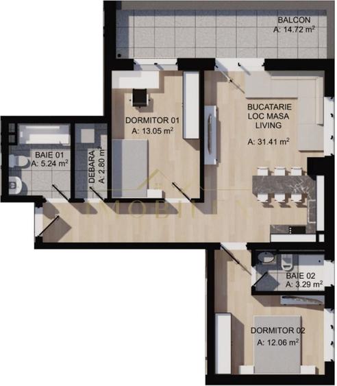 Apartament cu 3 camere în Chinteni