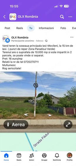 Teren de 10000 mp, în Iepureni (Movileni)