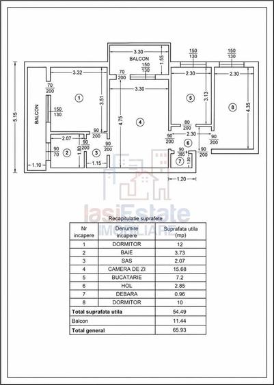 Apartament cu 3 camere în Podu Roș