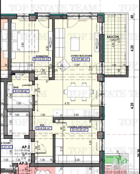Apartament cu 3 camere în Brătianu