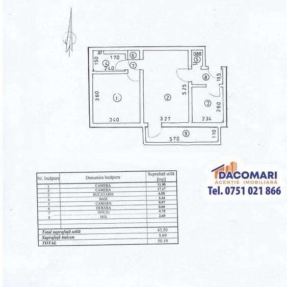 Apartament cu 2 camere semidecomandat în Mazepa 1