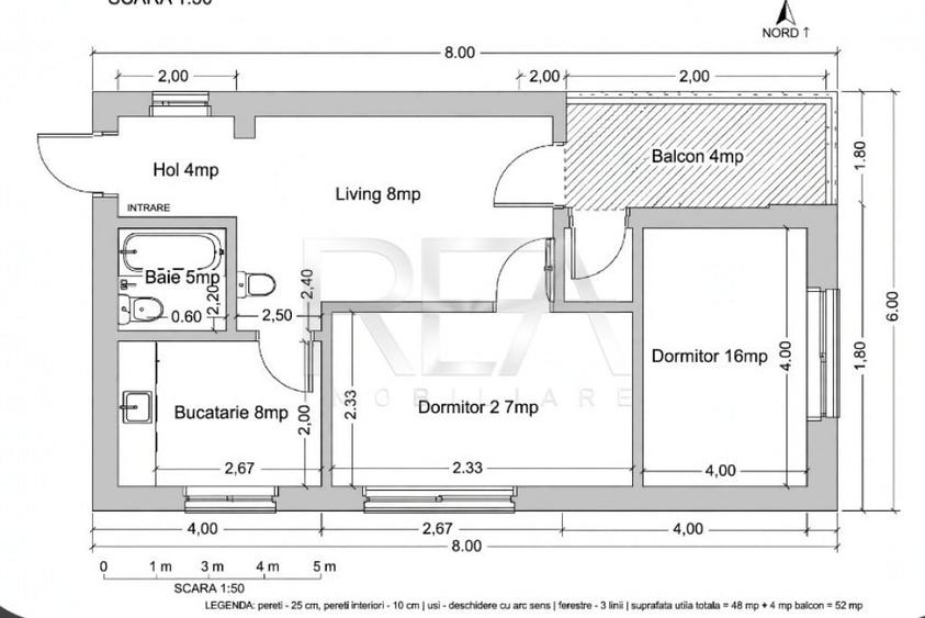 Apartament cu 3 camere semidecomandat în Giurgiului