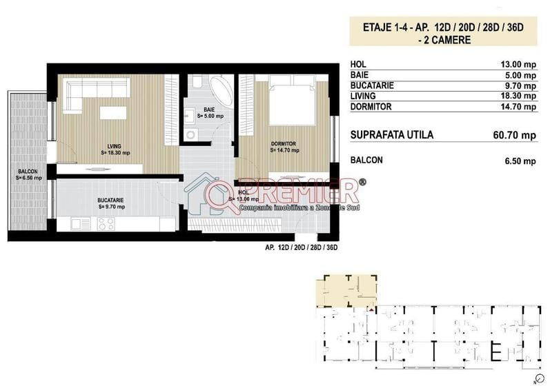 Apartament cu 2 camere decomandat în Central