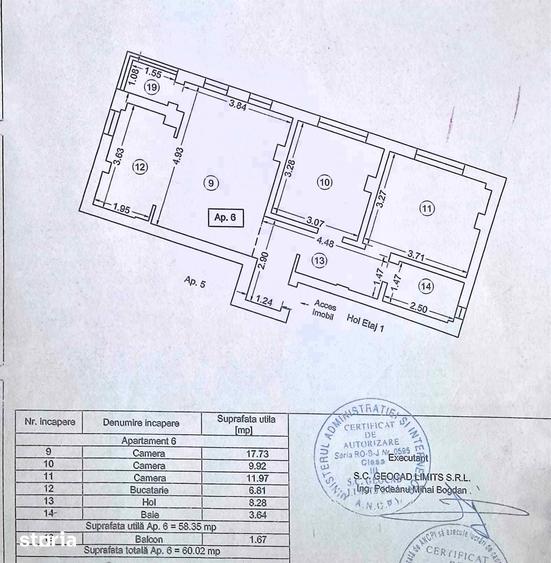 Apartament cu 2 camere decomandat în Km 4