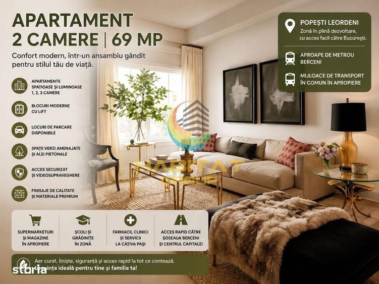 Vanzare Apartament 2 camere | Popesti Leordeni | Metrou Berceni - 1