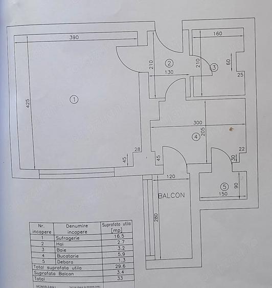 Garsonieră decomandată în Sud