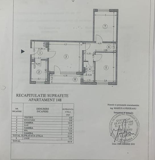 Apartament cu 3 camere semidecomandat în Colentina