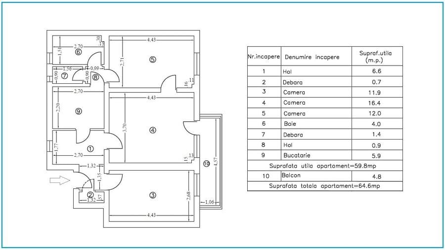 Apartament cu 3 camere circular în Cartierul Traian