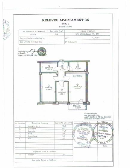Apartament cu 2 camere decomandat în Florești