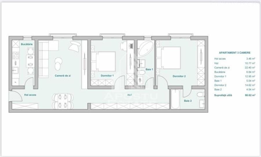 Apartament cu 3 camere în Plopi