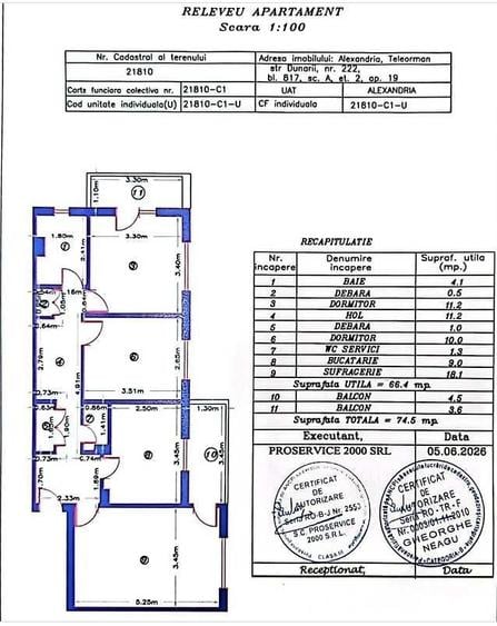 Apartament cu 3 camere decomandat în Central