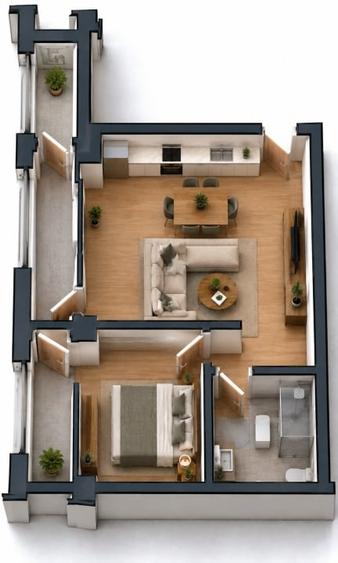 Apartament cu 2 camere decomandat în Preajba