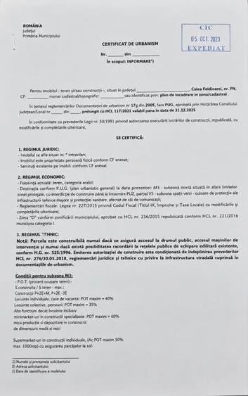 Teren de 3500 mp, în Stupini