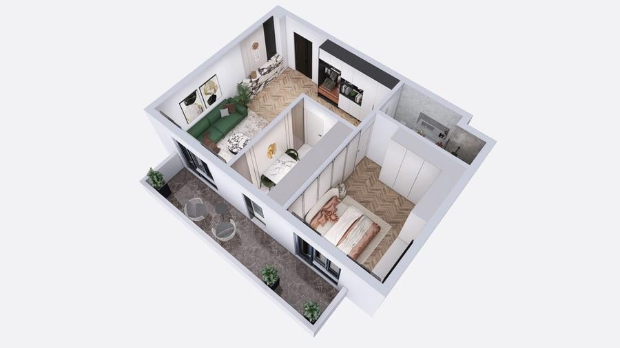 Apartament cu 2 camere decomandat în Palazu Mare