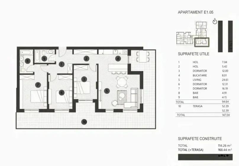 Apartament cu 4 camere decomandat în Barbu Văcărescu