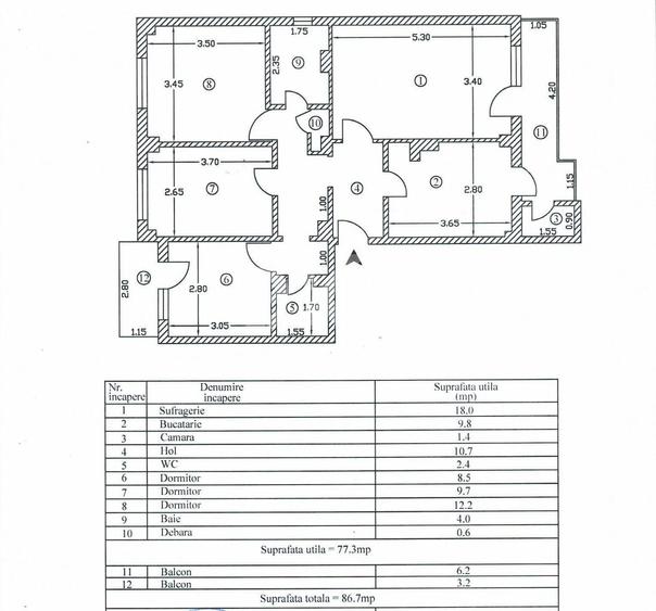 Apartament cu 2 camere decomandat în Războieni