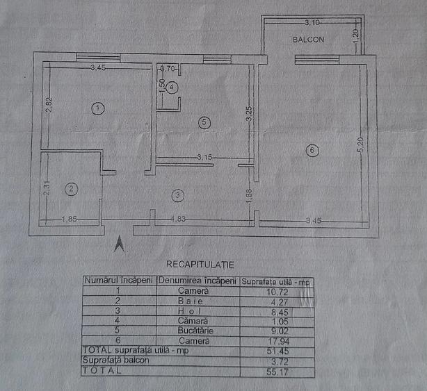 Apartament cu 2 camere semidecomandat în Moara de Vânt