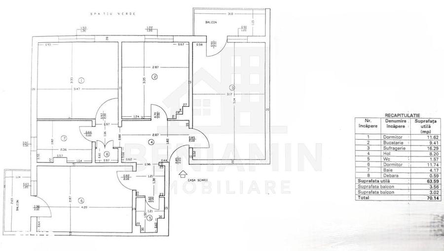 Apartament cu 3 camere decomandat în 1 Mai