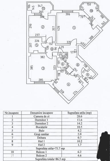 Apartament cu 3 camere decomandat în Trocadero