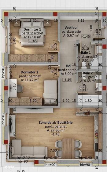 Apartament cu 3 camere în Central