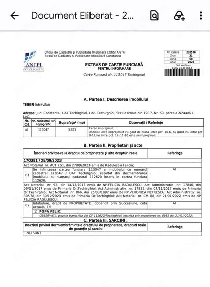 Teren de 3835 mp, în Central