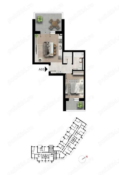 Apartament cu 2 camere semidecomandat în Păcii